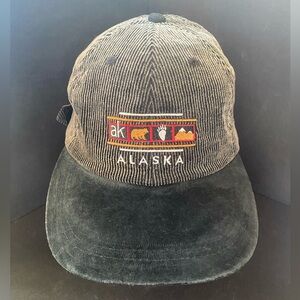 Vintage 90s Y2K Alaska Embroidered Corduroy Suede Adjustable Unisex Casual
